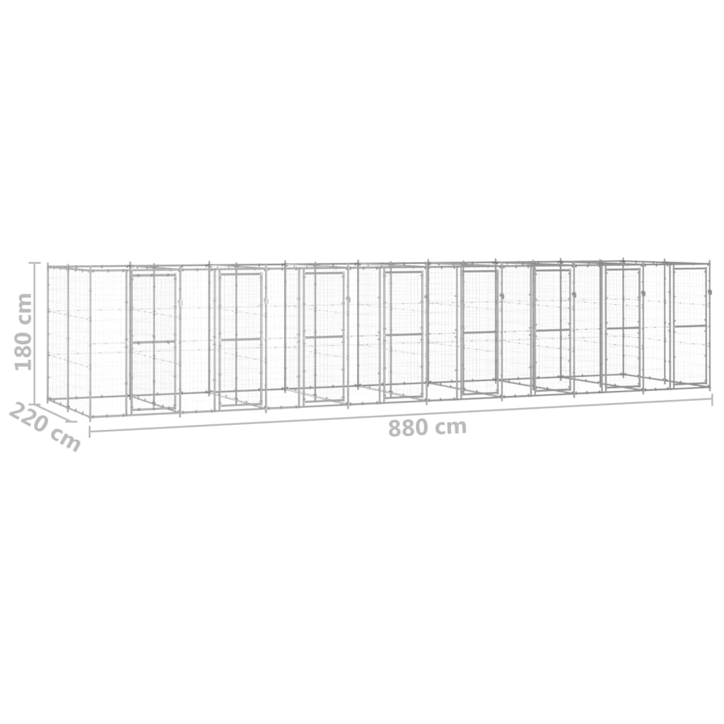 Venkovní psí kotec pozinkovaná ocel 19,36 m²