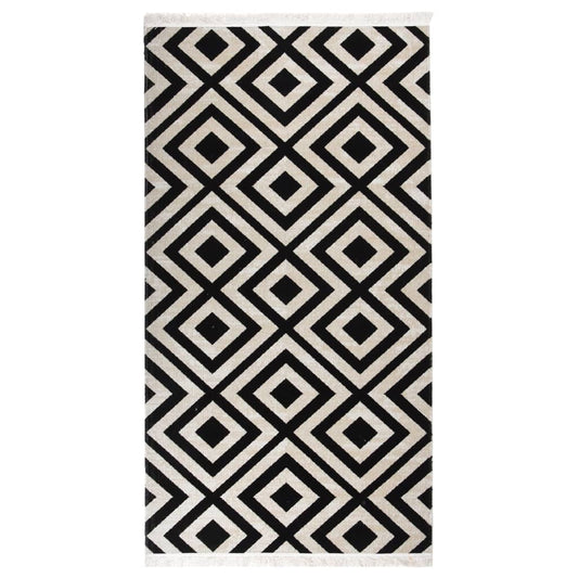Venkovní koberec hladce tkaný 80 x 150 cm černobéžový
