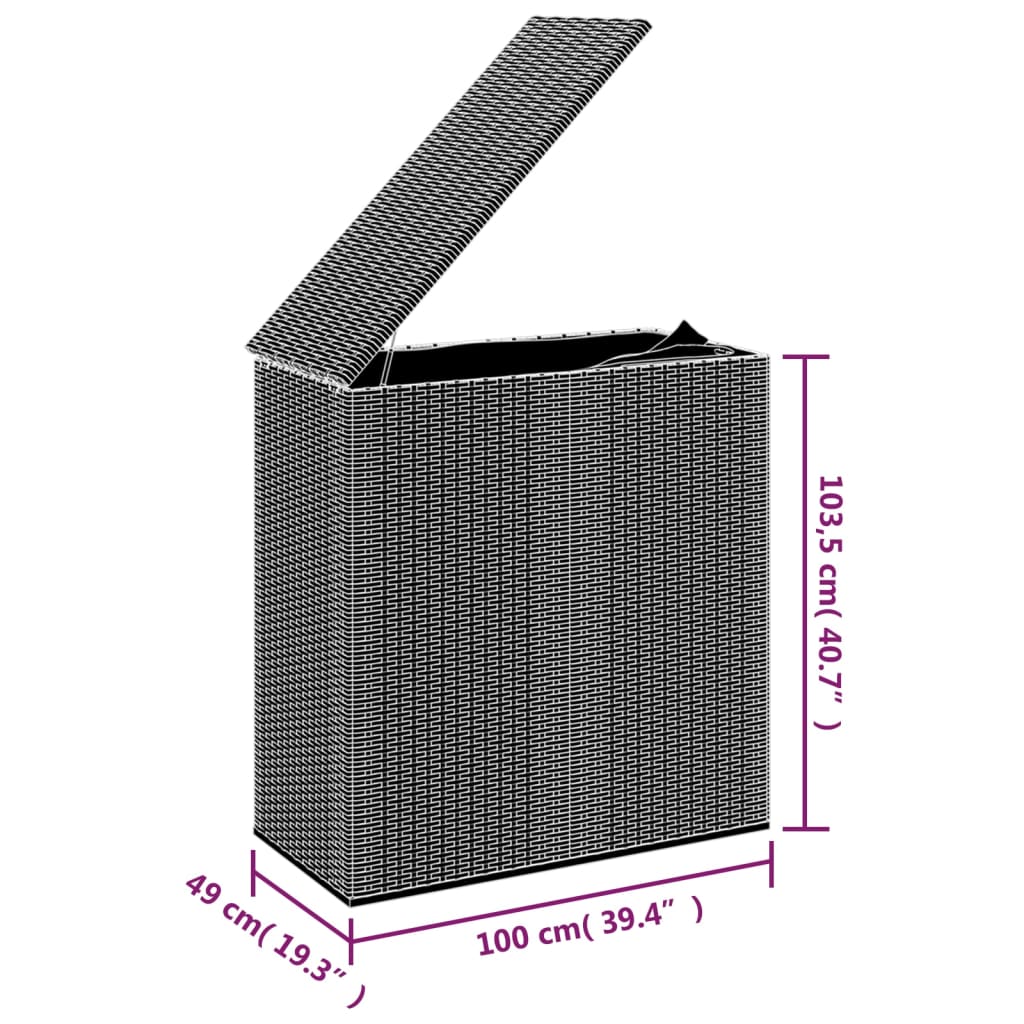 Zahradní úložný box PE ratan 100 x 49 x 103,5 cm hnědý