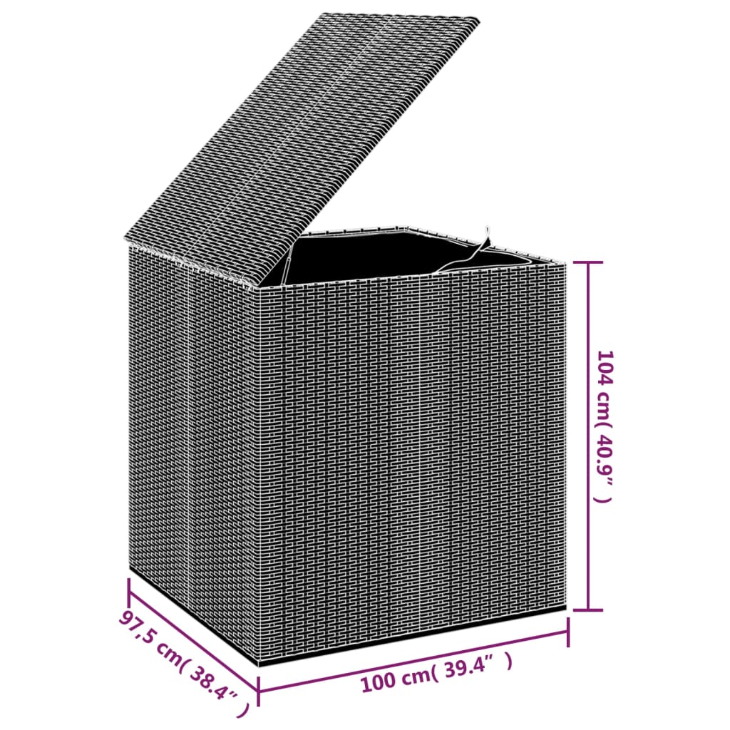 Zahradní úložný box PE ratan 100 x 97,5 x 104 cm hnědý