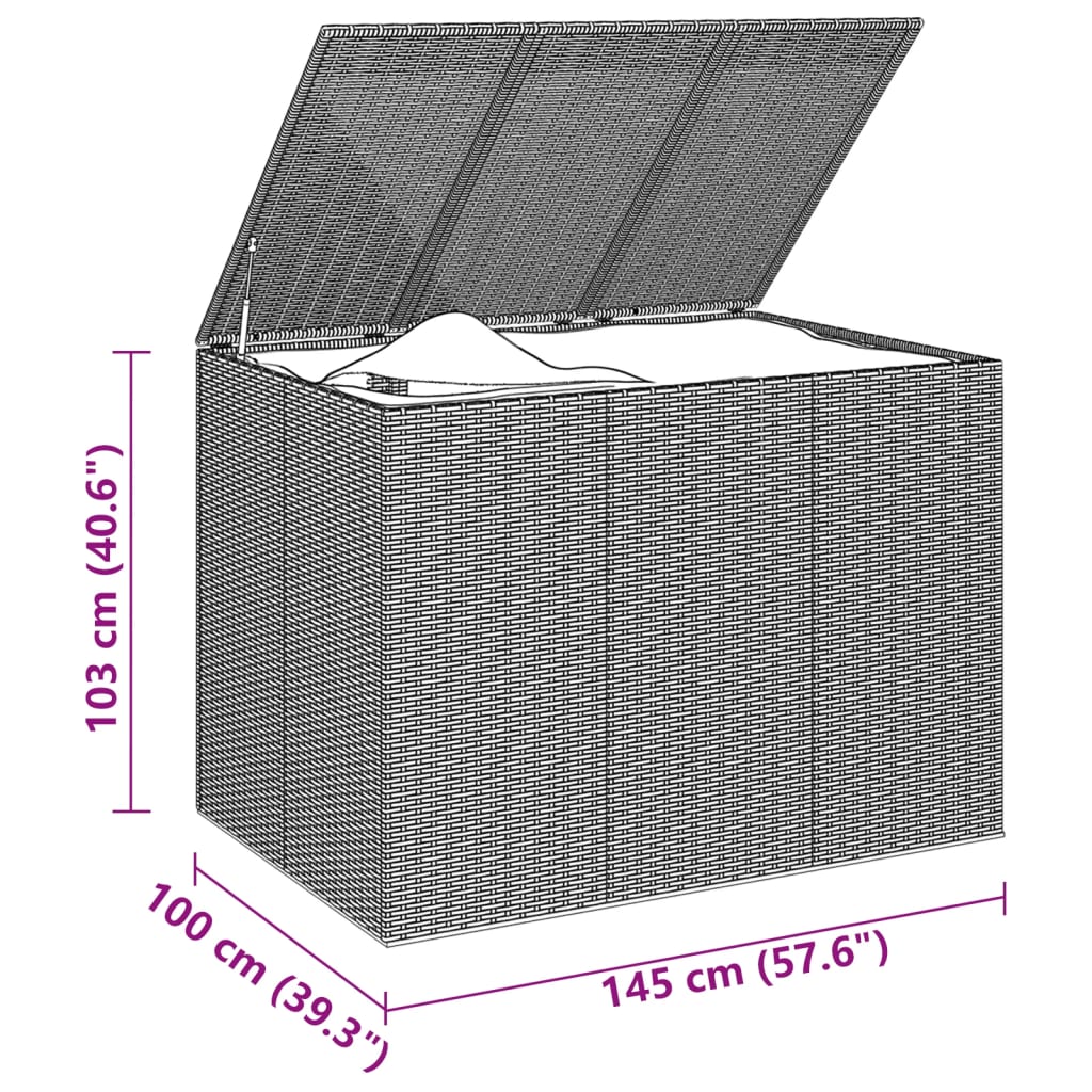 Zahradní úložný box PE ratan 145 x 100 x 103 cm černý