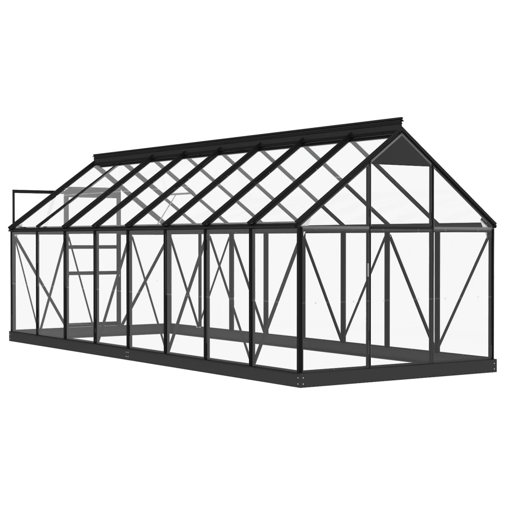 Skleněný skleník antracitový 155 x 395,5 x 191 cm hliník