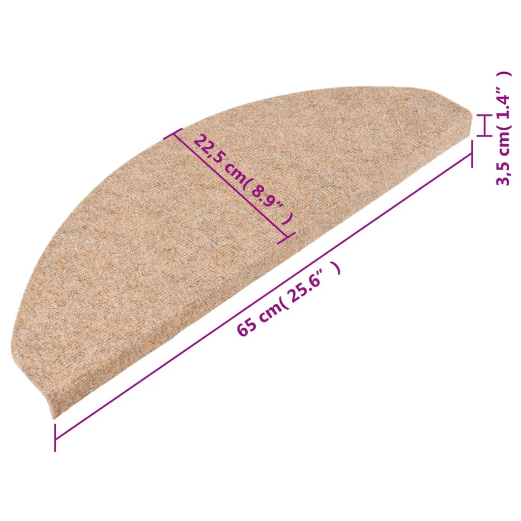 Samolepicí nášlapy na schody 15 ks 65x22,5x3,5 cm béžové