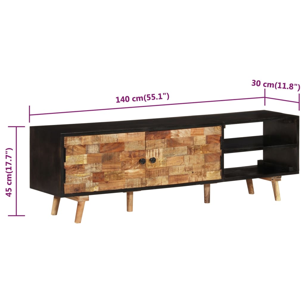 TV stolek 140 x 30 x 45 cm hrubé mangovníkové a akáciové dřevo