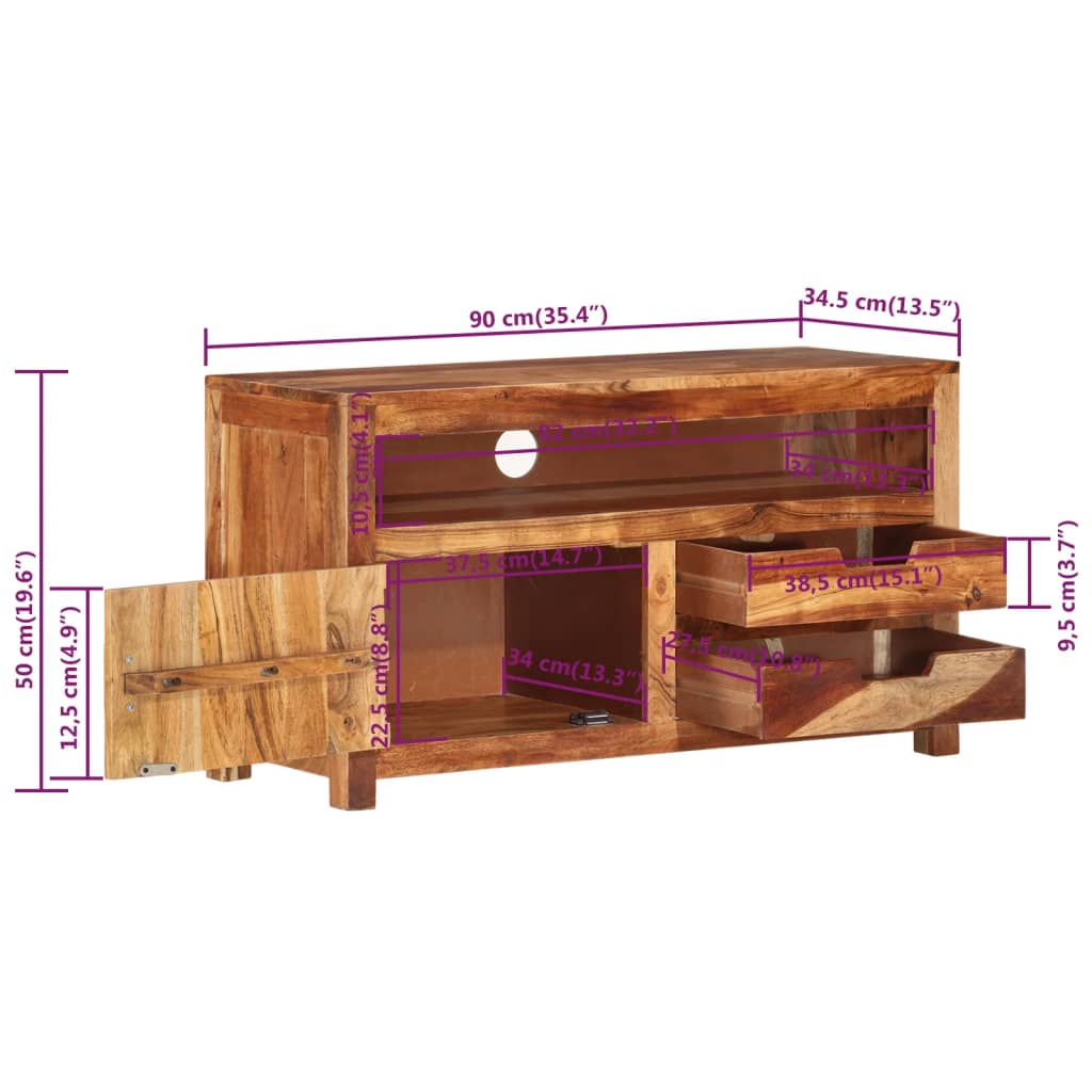 TV skříňka 90 x 34,5 x 50 cm masivní akáciové dřevo