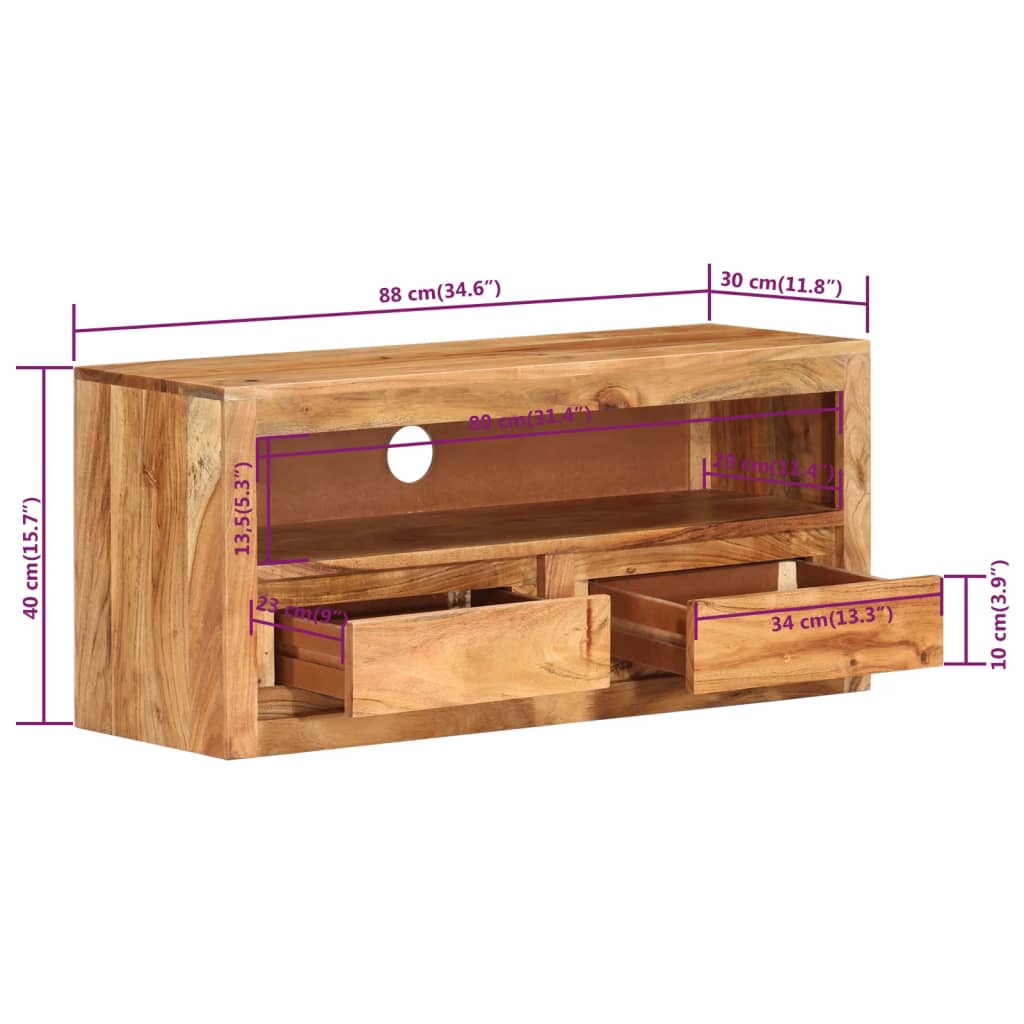 TV skříňka 88 x 30 x 40 cm masivní akáciové dřevo