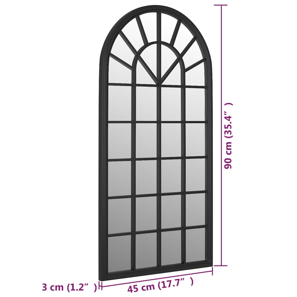 Zahradní zrcadlo černé 90 x 45 cm železo do exteriéru