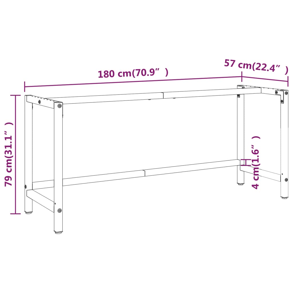 Rám pracovního stolu matně černý a matně červený 180x57x79 cm