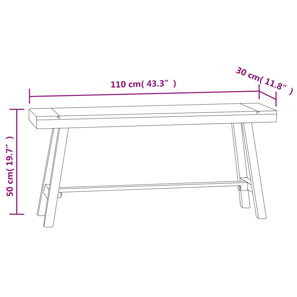 Lavice 110 cm masivní teakové dřevo