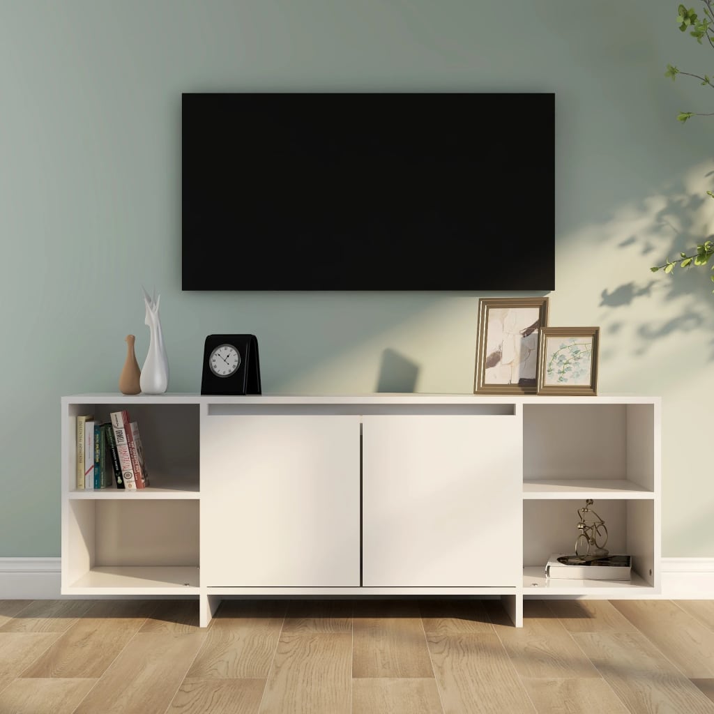 TV stolek bílý s vysokým leskem 130 x 35 x 50 cm dřevotříska