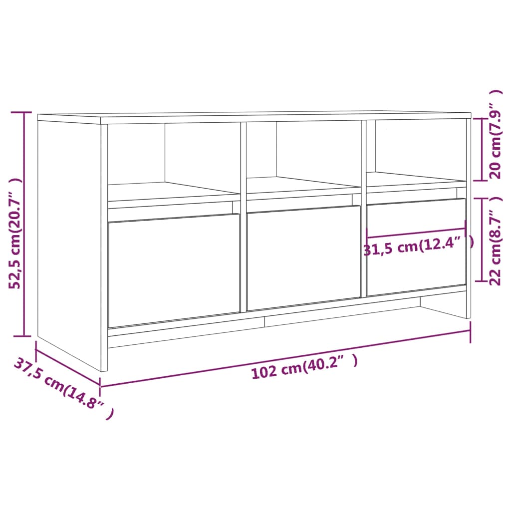 TV skříňka bílá s vysokým leskem 102x37,5x52,5 cm dřevotříska