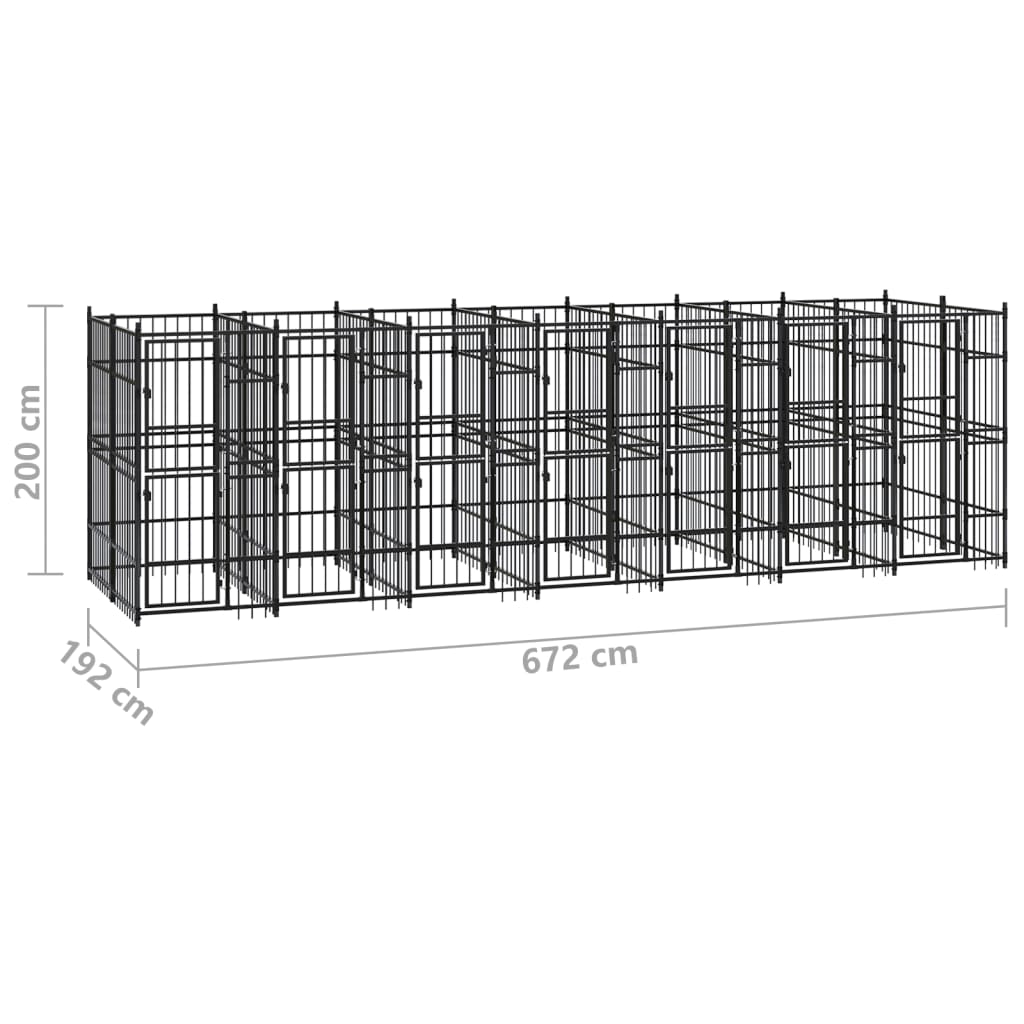 Venkovní psí kotec ocel 12,9 m²