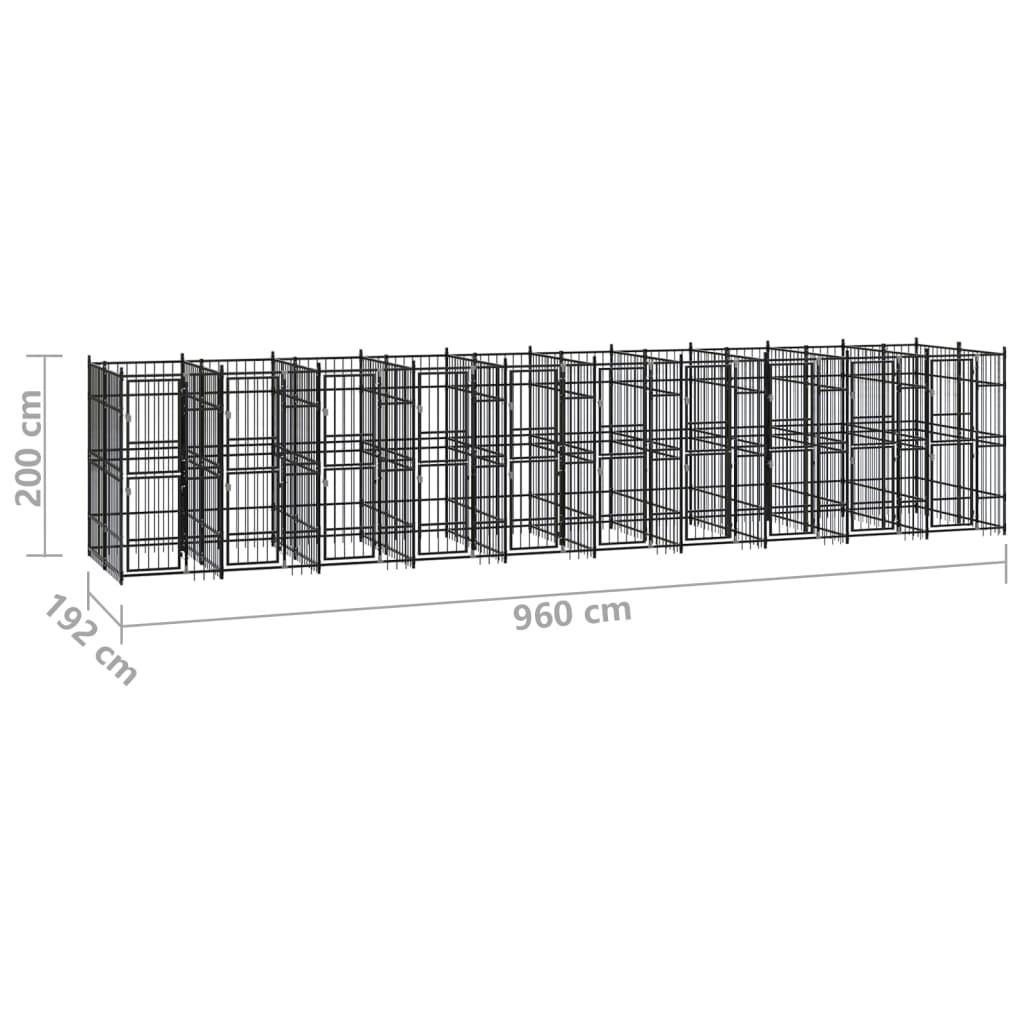 Venkovní psí kotec ocel 18,43 m²