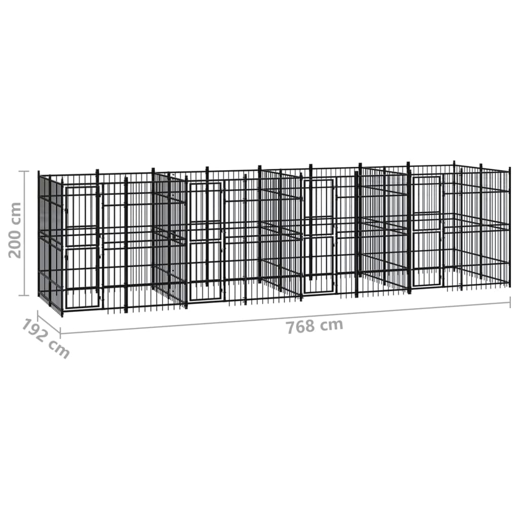 Venkovní psí kotec ocel 14,75 m²