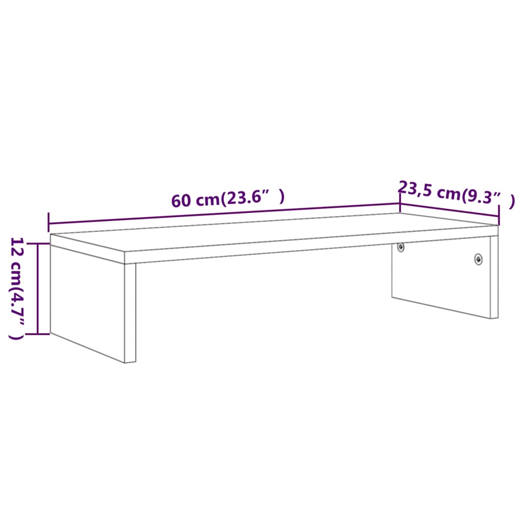 Stojan na monitor černý 60 x 23,5 x 12 cm kompozitní dřevo