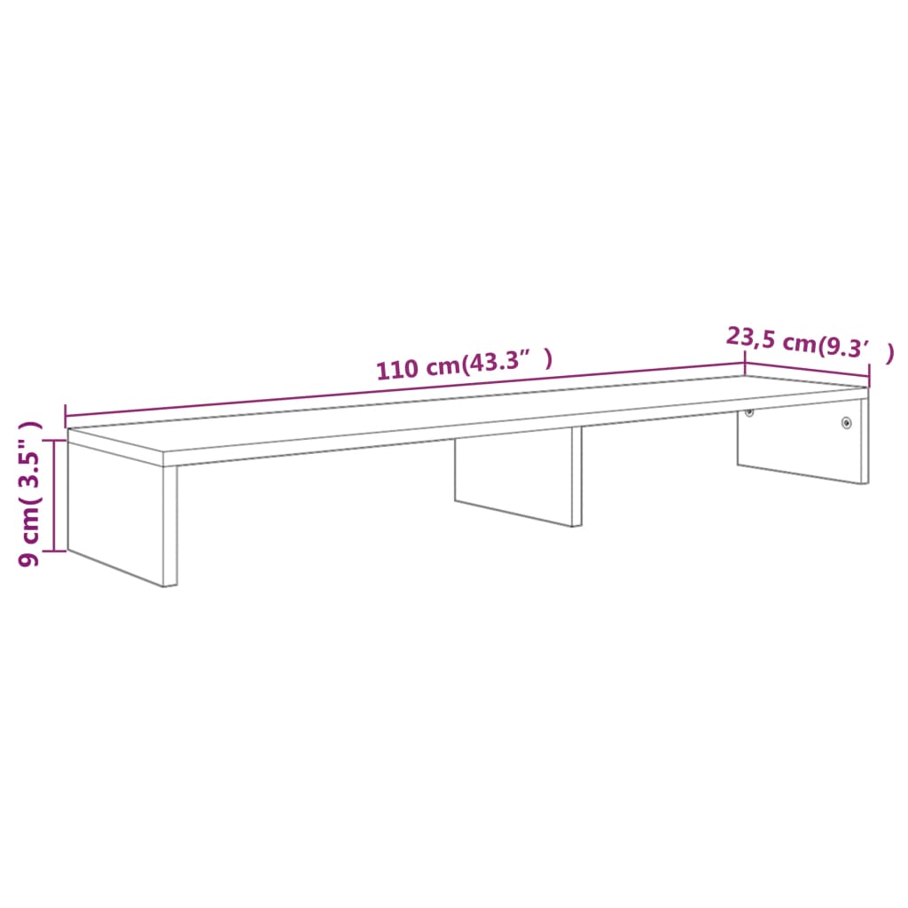 Stojan na monitor kouřový dub 110x23,5x9 cm kompozitní dřevo