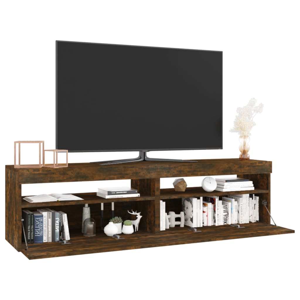 TV skříňky s LED osvětlením 2 ks kouřový dub 75 x 35 x 40 cm