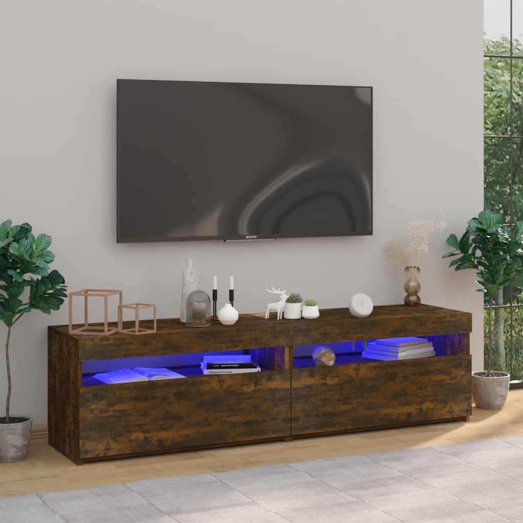 TV skříňky s LED osvětlením 2 ks kouřový dub 75 x 35 x 40 cm