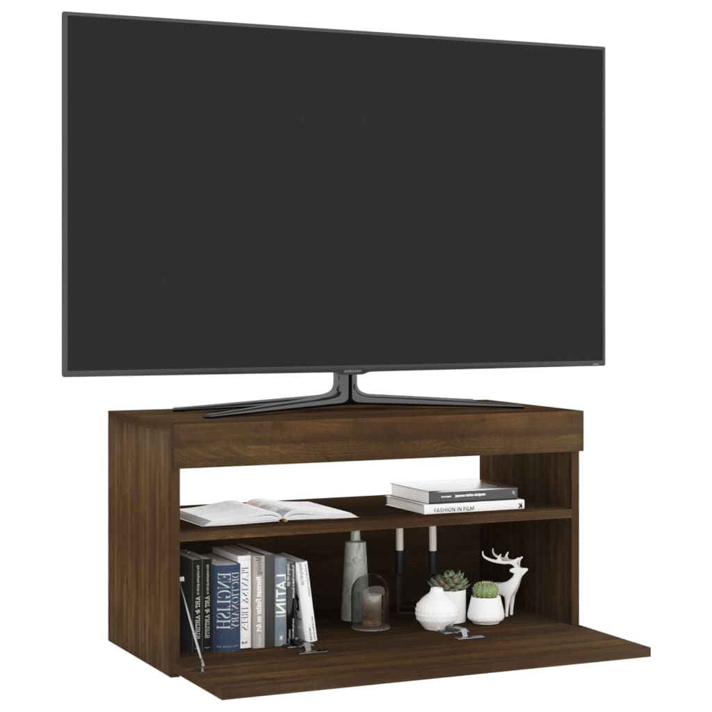 TV skříňka s LED osvětlením hnědý dub 75 x 35 x 40 cm