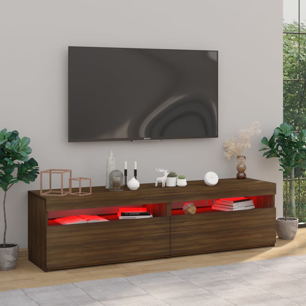 TV skříňky s LED osvětlením 2 ks hnědý dub 75 x 35 x 40 cm