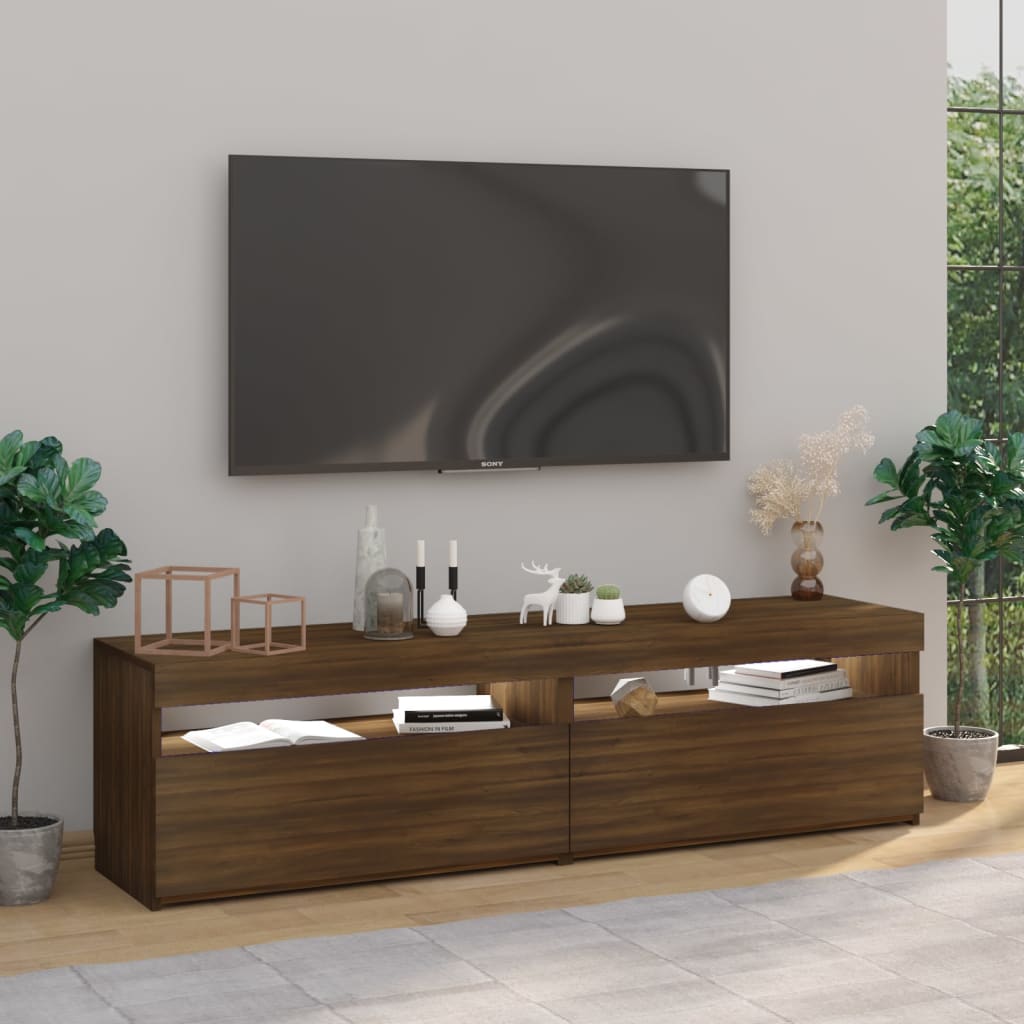 TV skříňky s LED osvětlením 2 ks hnědý dub 75 x 35 x 40 cm