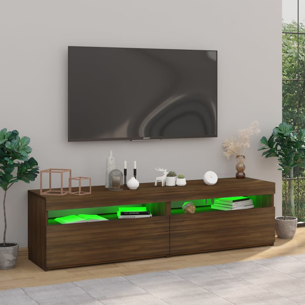 TV skříňky s LED osvětlením 2 ks hnědý dub 75 x 35 x 40 cm