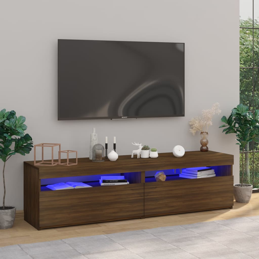 TV skříňky s LED osvětlením 2 ks hnědý dub 75 x 35 x 40 cm