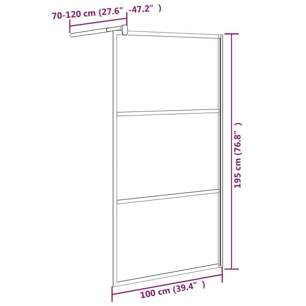 Zástěna do průchozí sprchy 100x195cm ESG / kamenný design černá