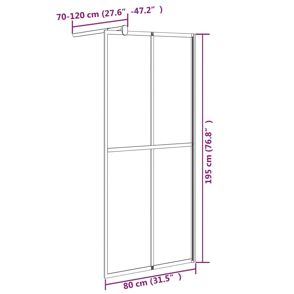 Zástěna do průchozí sprchy 80 x 195 cm tmavé tvrzené sklo