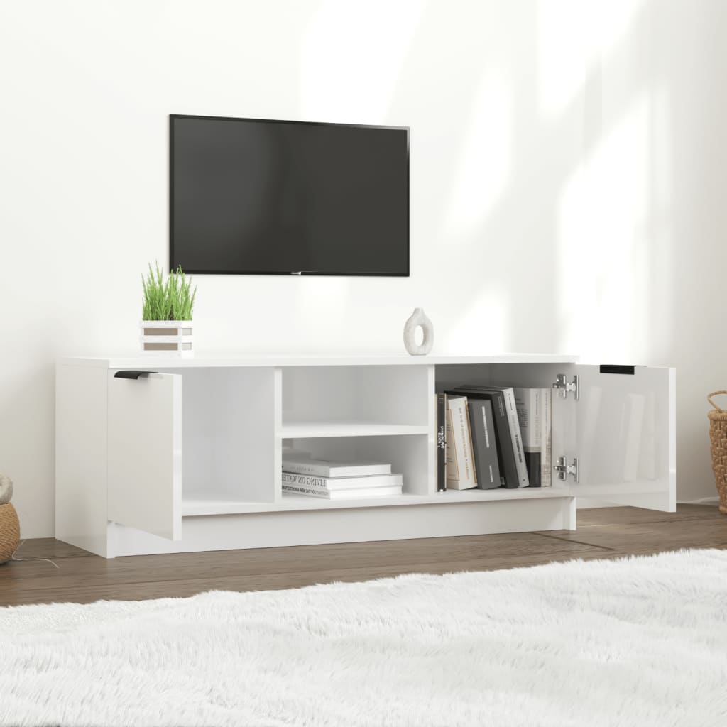 TV skříňka bílá vysoký lesk 102 x 35 x 36,5 cm kompozitní dřevo