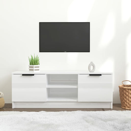 TV skříňka bílá vysoký lesk 102 x 35 x 36,5 cm kompozitní dřevo