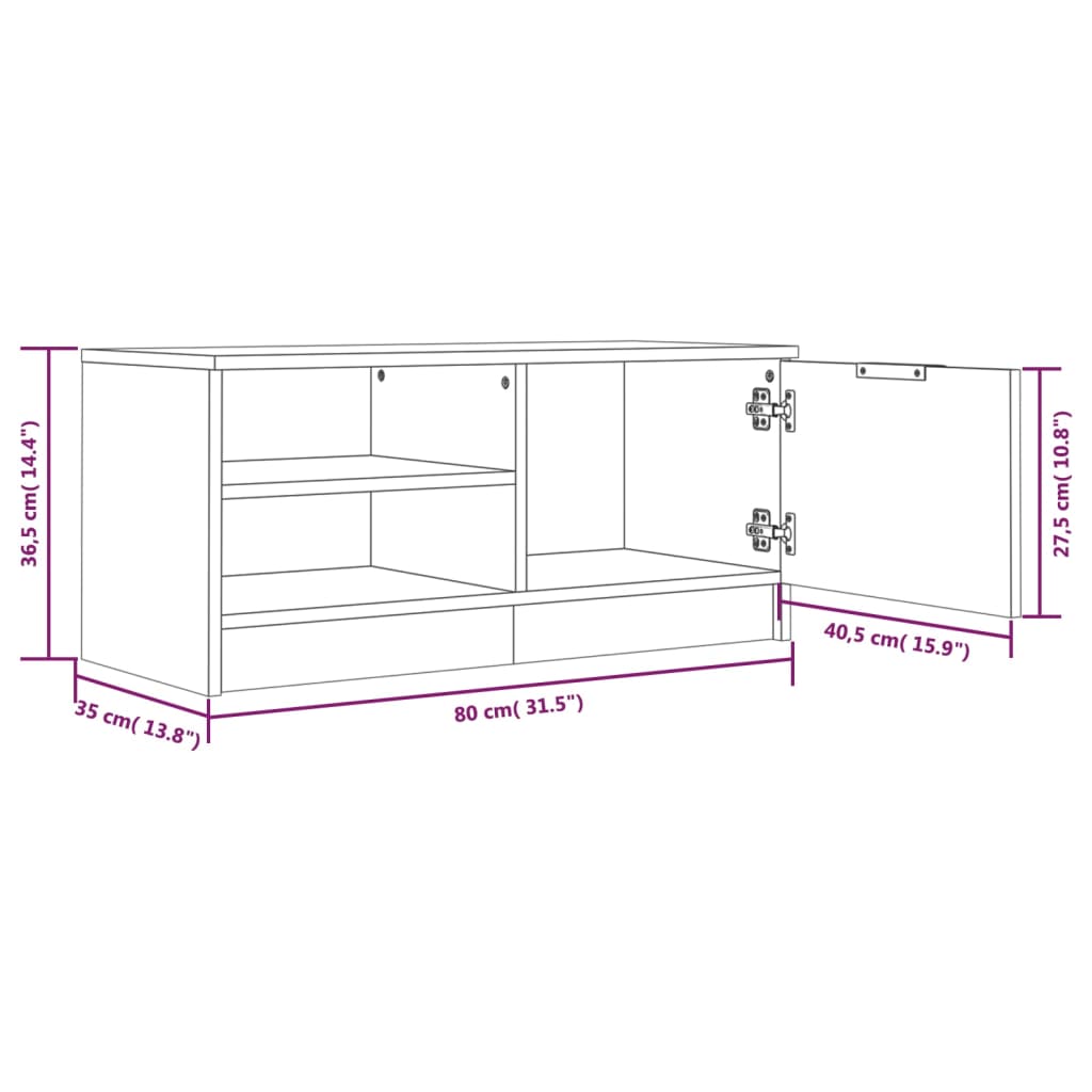 TV skříňky 2 ks hnědý dub 80 x 35 x 36,5 cm kompozitní dřevo