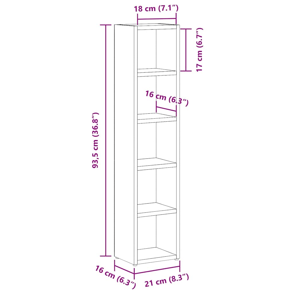 Skříňky na CD 2 ks kouřový dub 21x16x93,5 cm kompozitní dřevo