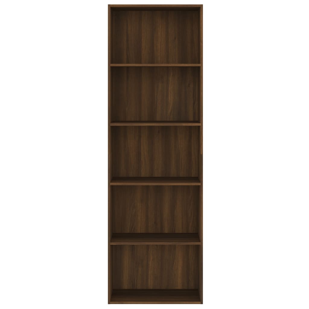 5patrová knihovna hnědý dub 60 x 30 x 189 cm kompozitní dřevo