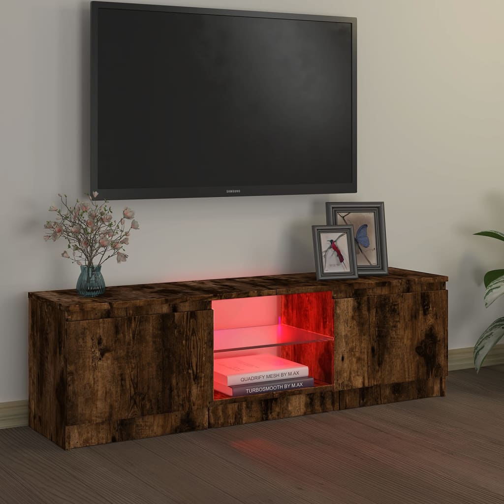 TV skříňka s LED osvětlením kouřový dub 120 x 30 x 35,5 cm