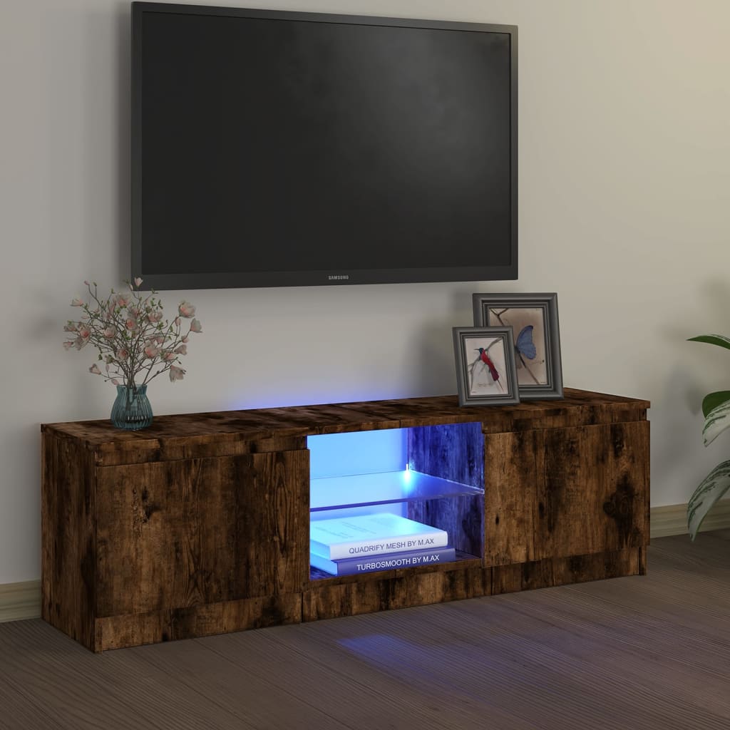 TV skříňka s LED osvětlením kouřový dub 120 x 30 x 35,5 cm