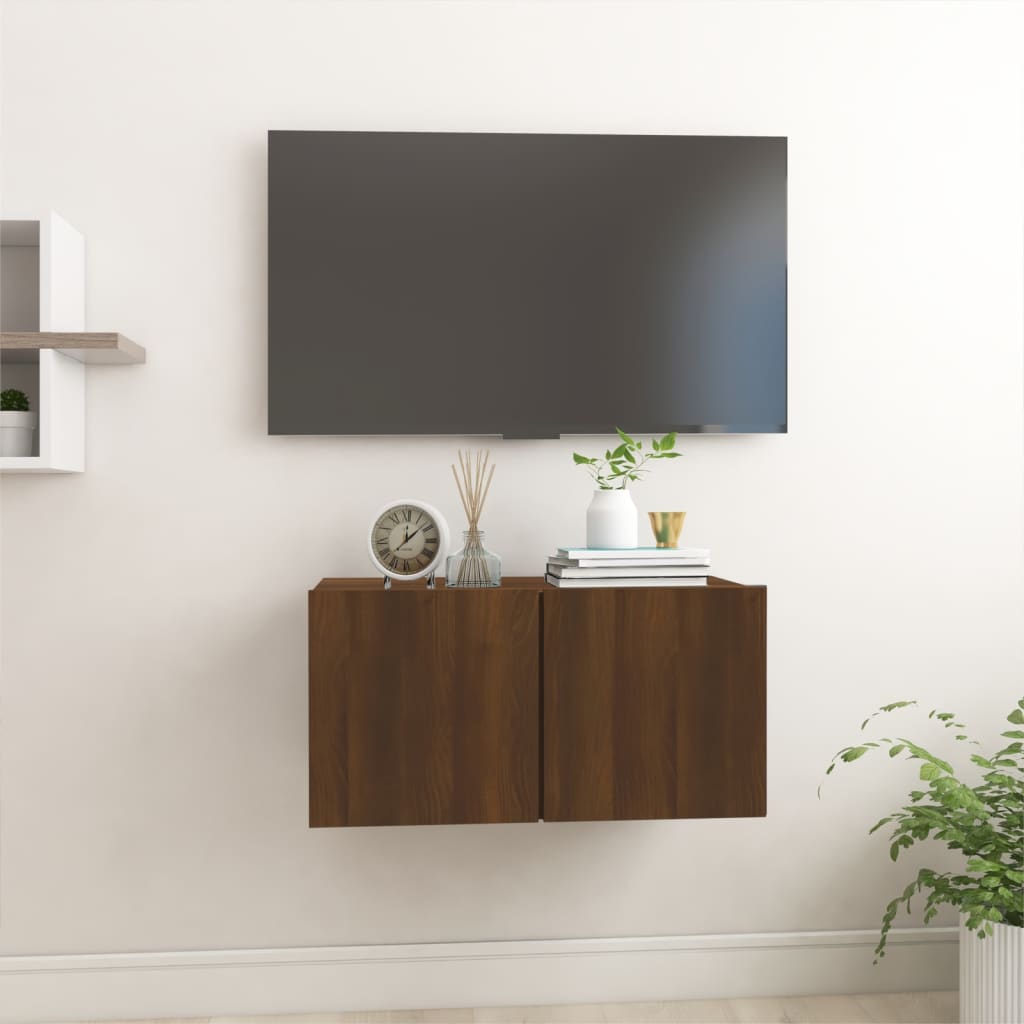 Závěsná TV skříňka hnědý dub 60 x 30 x 30 cm kompozitní dřevo