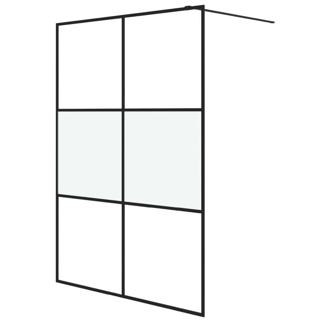 Sprchová zástěna walk-in černá 140x195 cm napůl mléčné ESG sklo