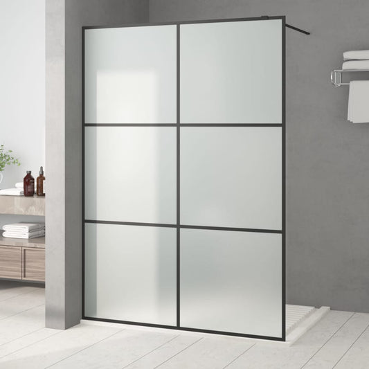 Sprchová zástěna walk-in černá 140 x 195 cm mléčné ESG sklo