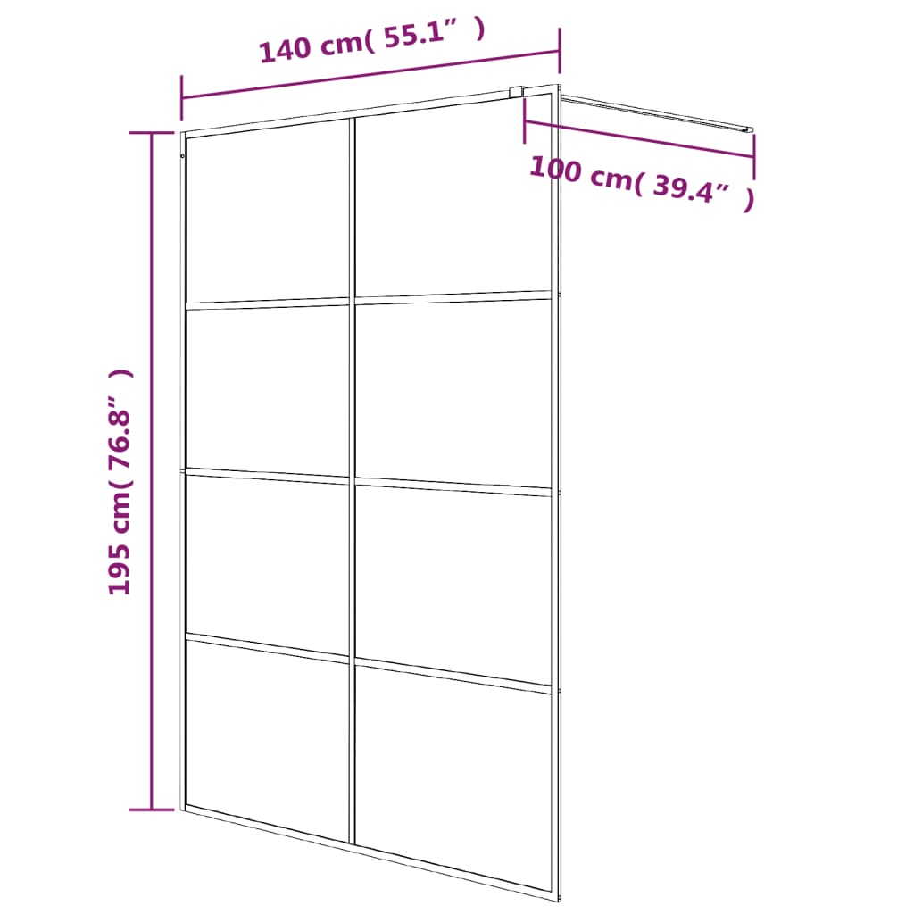 Sprchová zástěna walk-in stříbrná 140 x 195 cm čiré ESG sklo