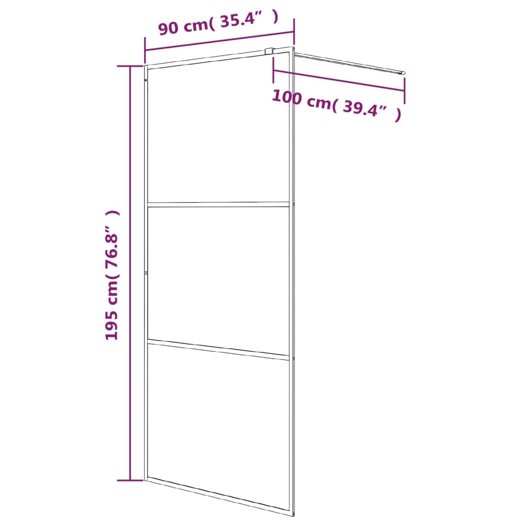 Sprchová zástěna walk-in černá 90 x 195 cm čiré ESG sklo