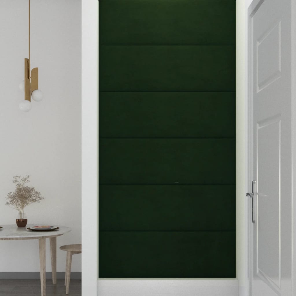 Nástěnné panely 12 ks tmavě zelené 90 x 30 cm samet 3,24 m²