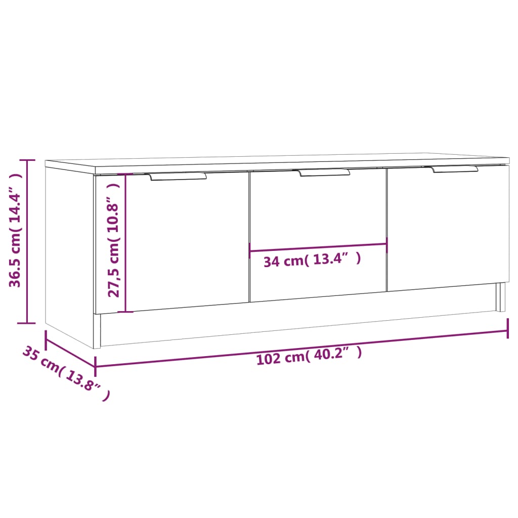 TV skříňka dub sonoma 102 x 35 x 36,5 cm kompozitní dřevo