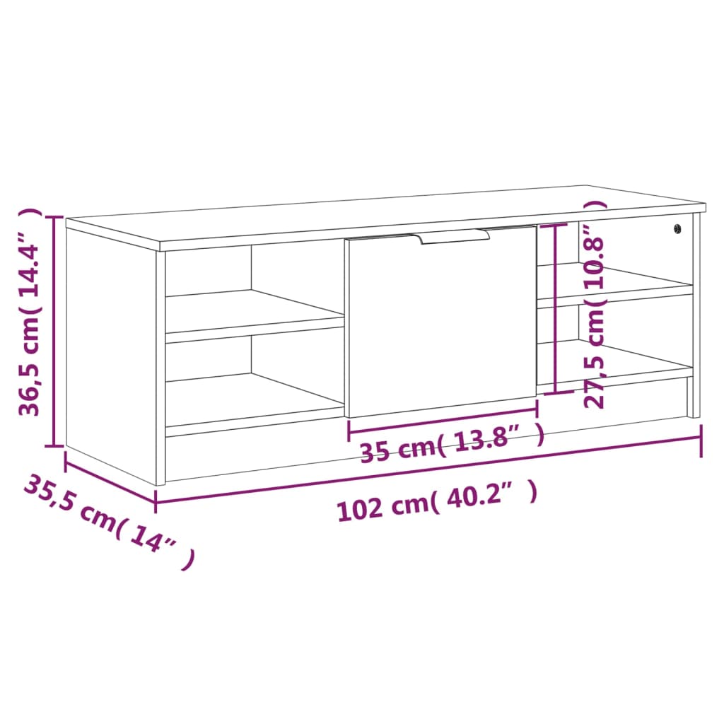 TV skříňka dub sonoma 102 x 35,5 x 36,5 cm kompozitní dřevo