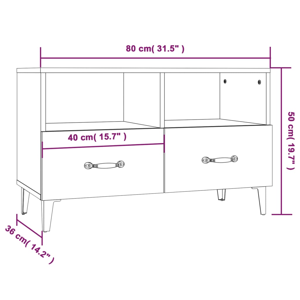 TV skříňka dub sonoma 80 x 36 x 50 cm kompozitní dřevo