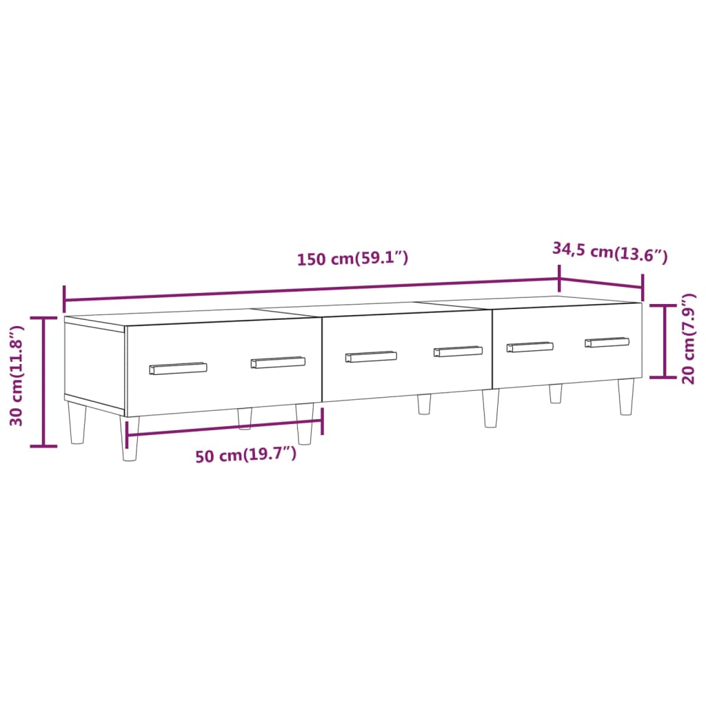 TV skříňka černá 150 x 34,5 x 30 cm kompozitní dřevo