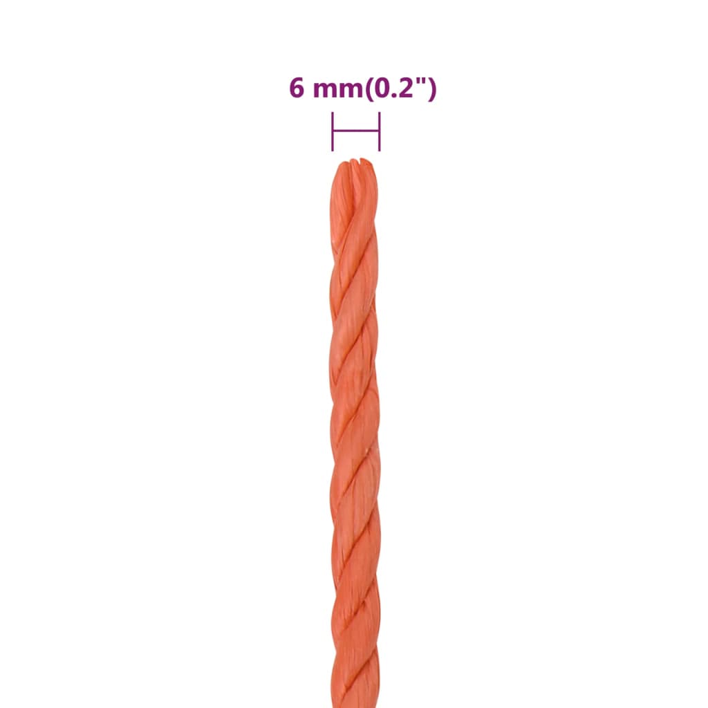 Pracovní lano oranžové 6 mm 25 m polypropylen