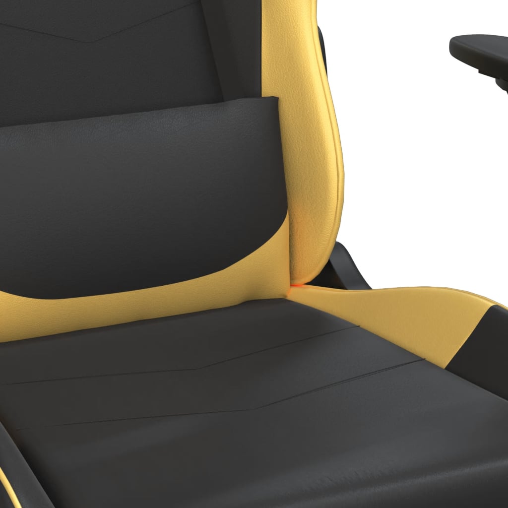 Masážní herní židle černá a zlatá umělá kůže
