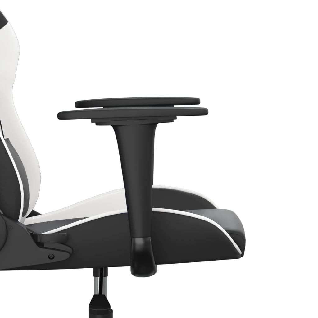 Masážní herní židle černá a bílá umělá kůže