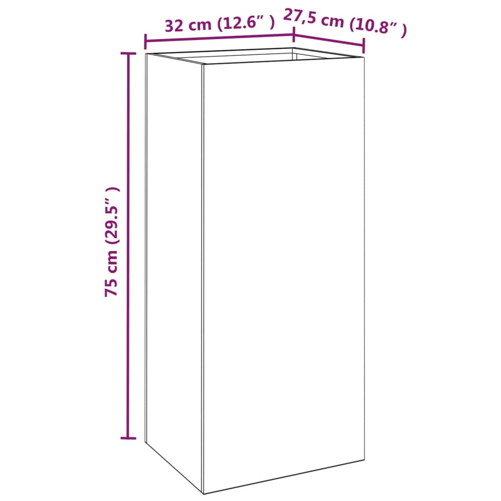 Truhlík 32x29x75 cm cortenová ocel